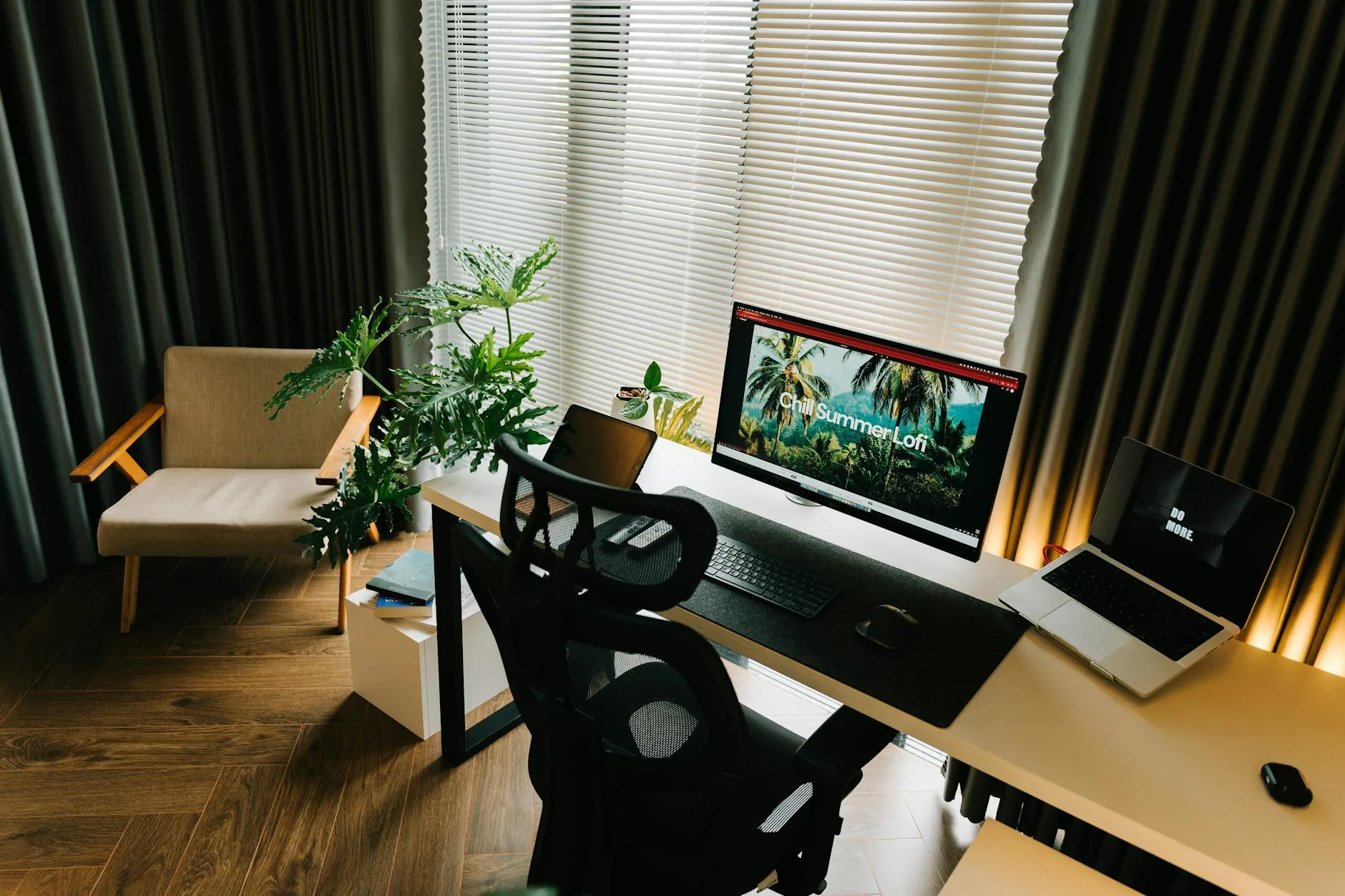 Ergonomic office chair at a clean desk setup