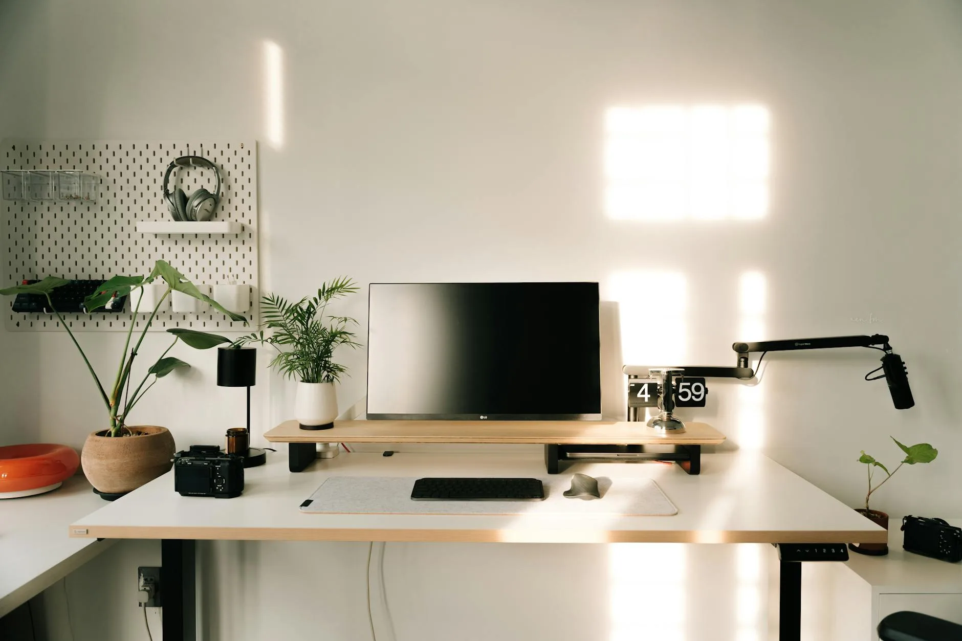 Clean office desk setup with monitor for productivity work