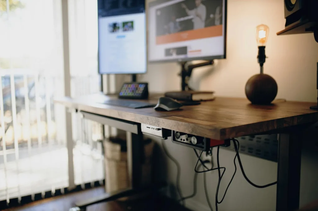 Modern standing desk in a home office — UPLIFT V2 review