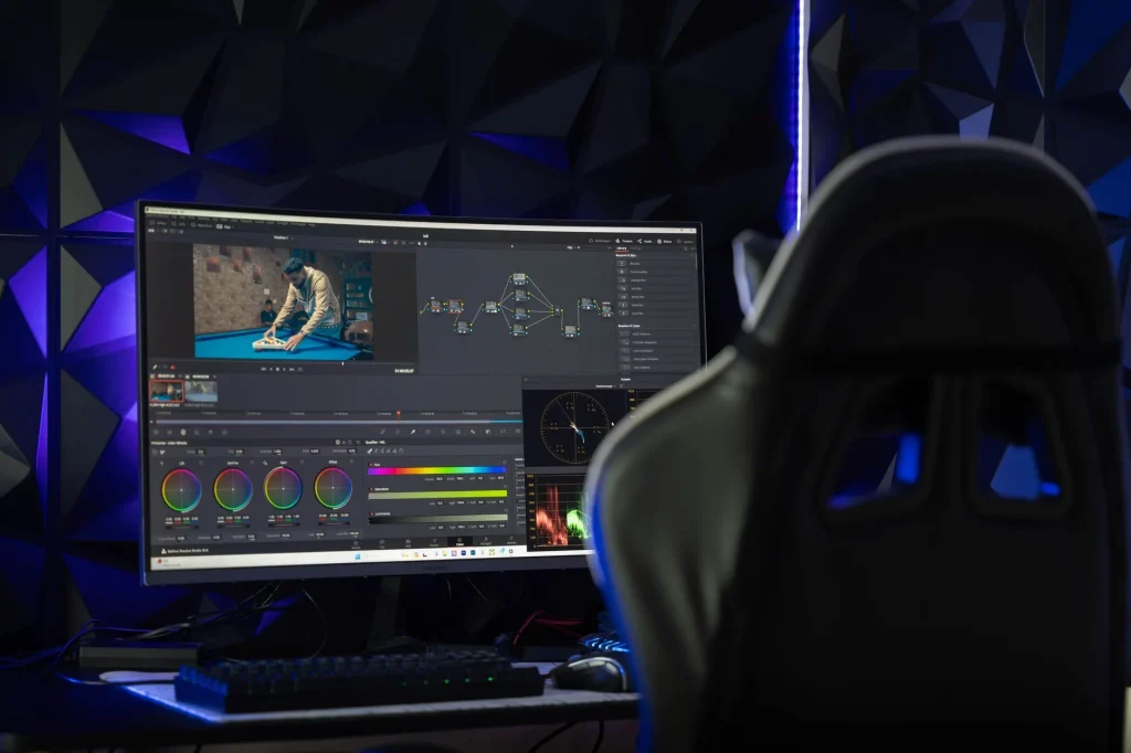 Curved ultrawide monitor on a desk for document work