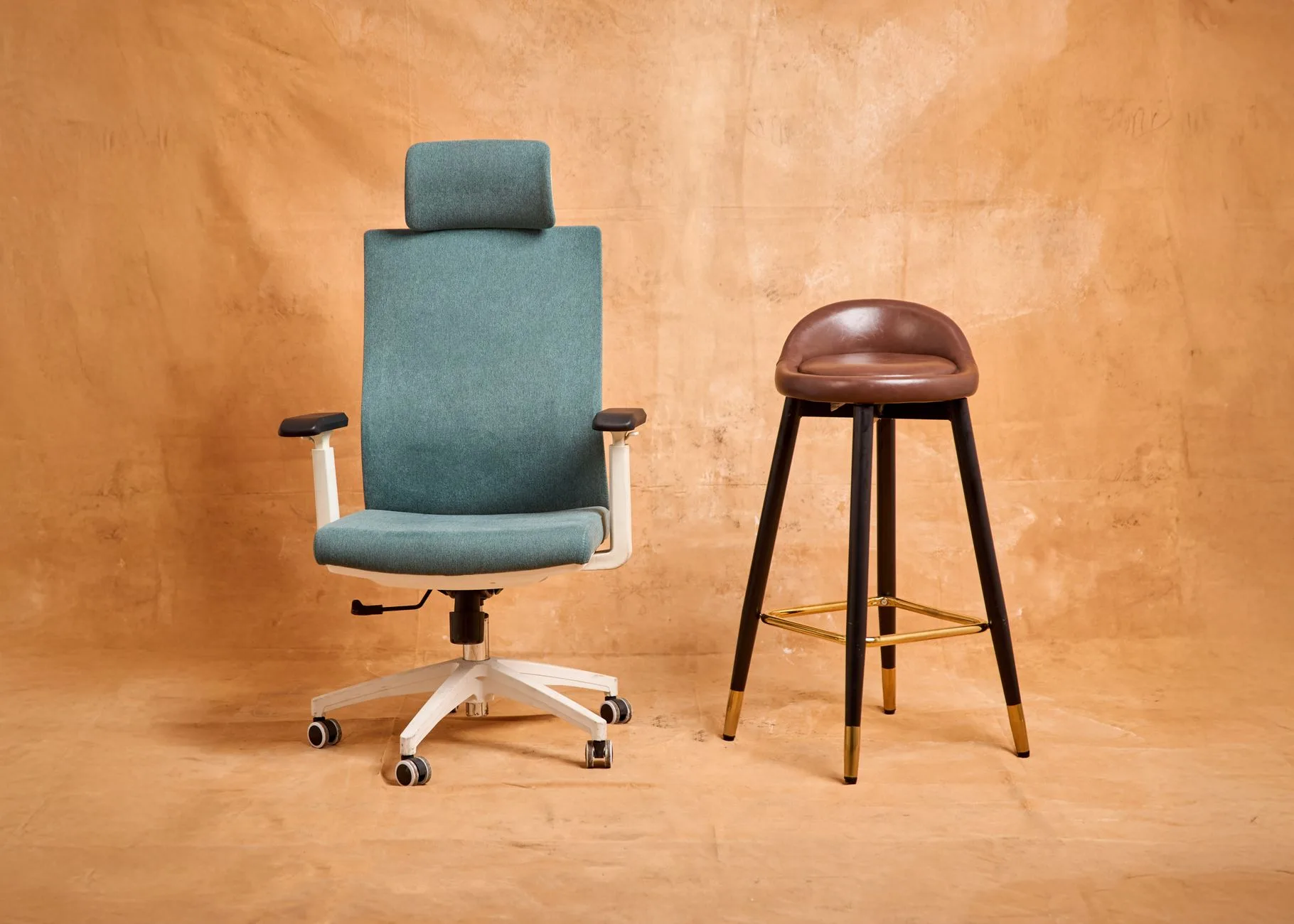 Office chair wheels and armrest inspection