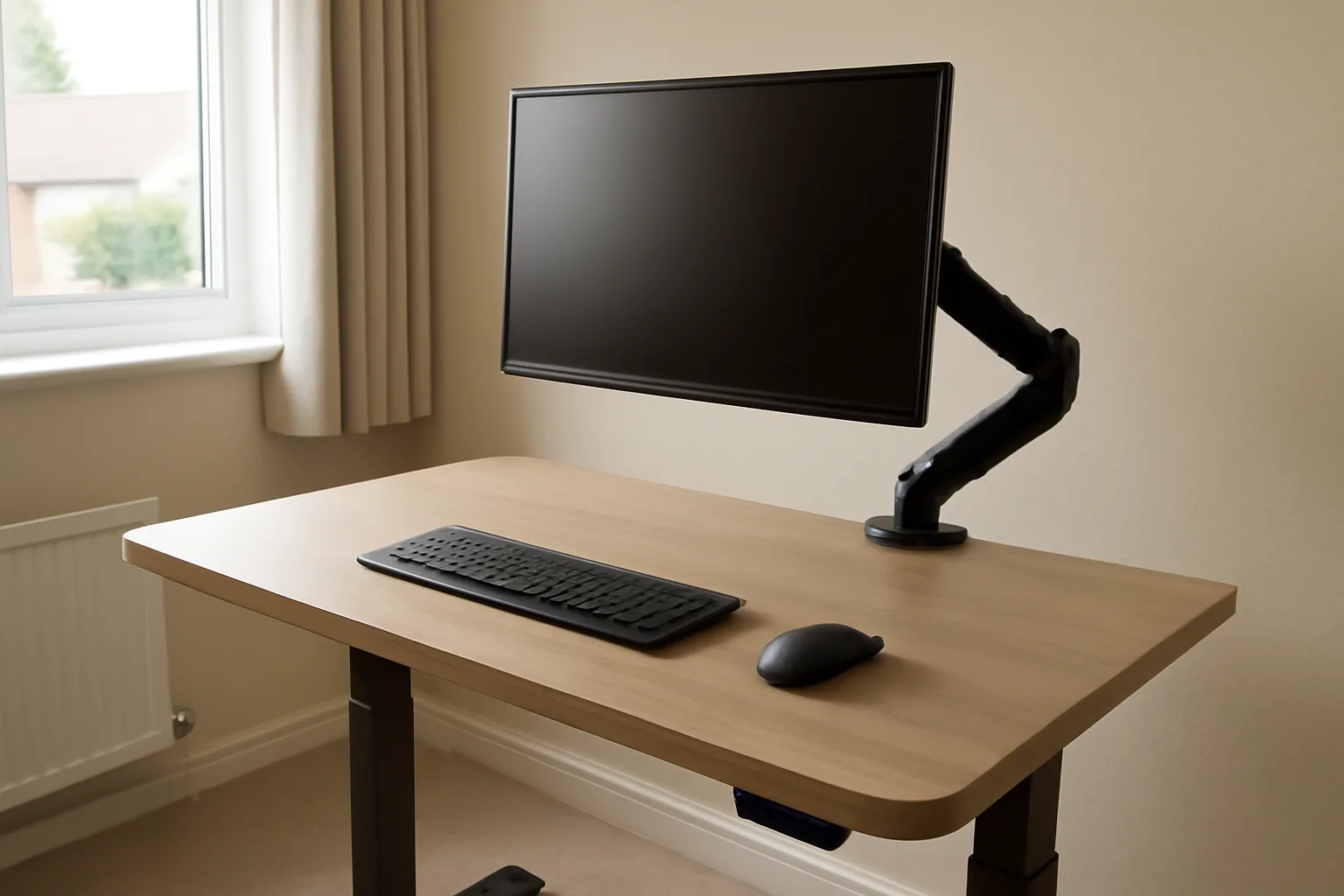 Standing desk ergonomic monitor and keyboard setup